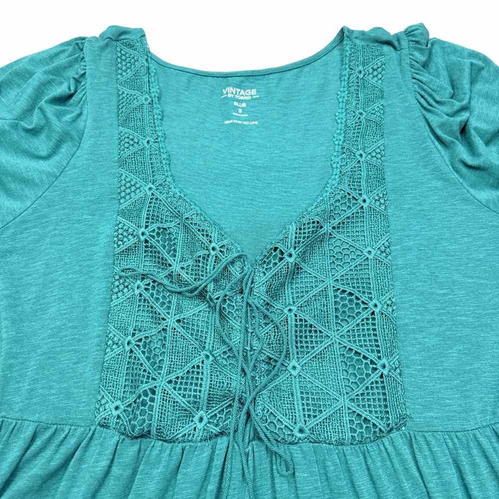 Torrid Teal Lace Detail Blouse - Picture 6 of 7